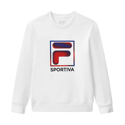 FILA Colorblock Logo Print Pullover Sweatshirt Standard White F11M048231F-WT