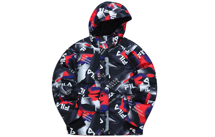 FILA Colorblock Logo Printed Down Jacket - Warm and Sporty. F61M148946FBK