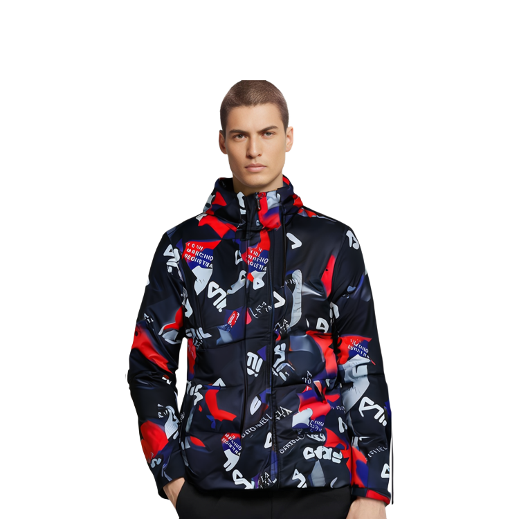FILA Colorblock Logo Printed Down Jacket - Warm and Sporty. F61M148946FBK 圖 4