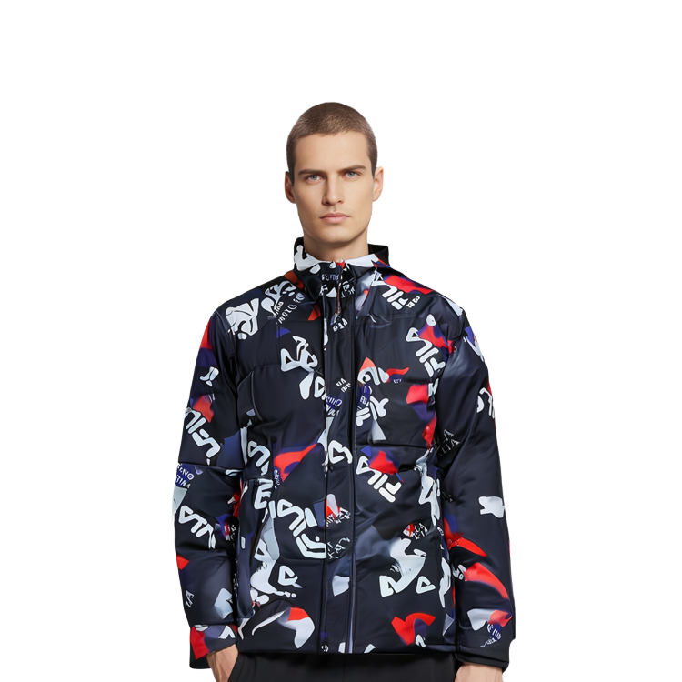 FILA Colorblock Logo Printed Down Jacket - Warm and Sporty. F61M148946FBK 圖 5