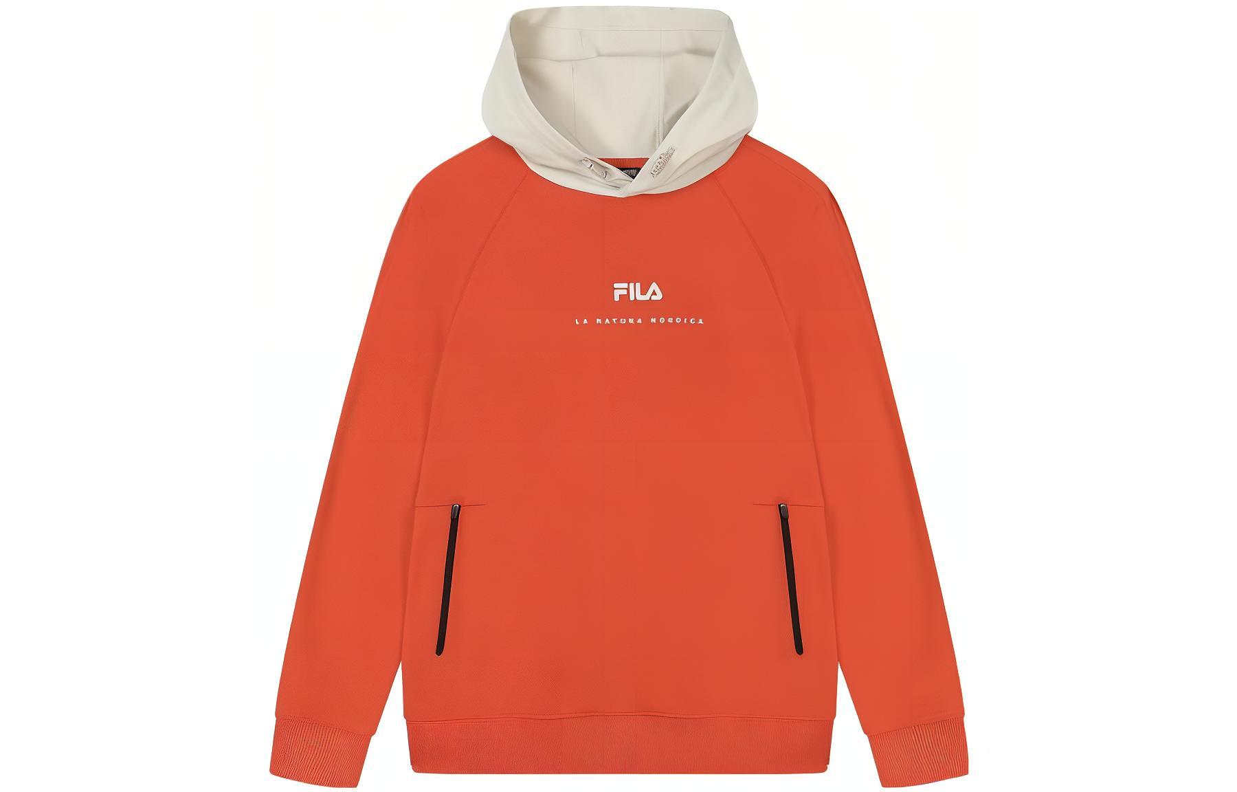 FILA Colorblock Logo Printed Hoodie Orange Casual Wear Fall F11M349210F-OR