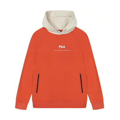 FILA Colorblock Logo Printed Hoodie Orange Casual Wear Fall F11M349210F-OR