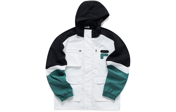 FILA Colorblock Loose-Fit Casual Sports Hooded Jacket White () T11M123703F-GN