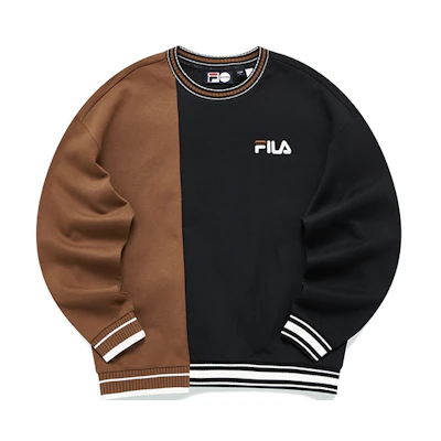 FILA Colorblock Loose Fit Crewneck Pullover Sweatshirt Men’s Black T11M141211F-BK