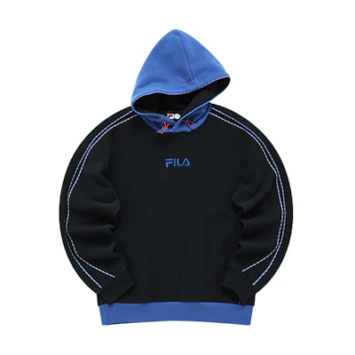 FILA Colorblock Loose Fit Hoodie - Deep Black T11M211201FBK