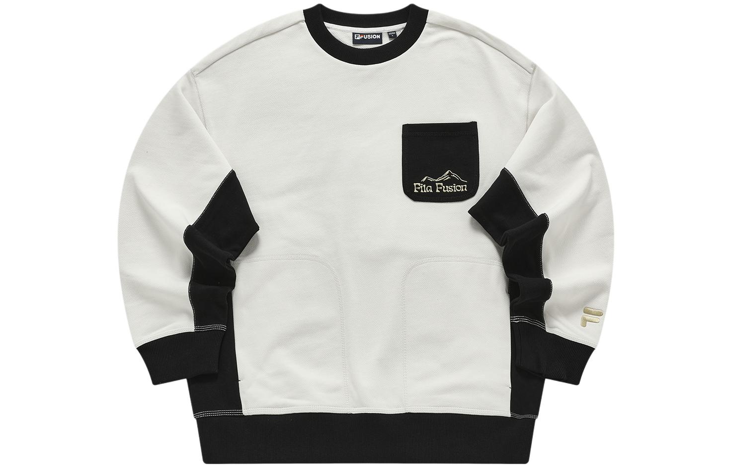 FILA Colorblock Oversized Pullover Sweatshirt Unisex Warm Beige Style T11U413211F-BG