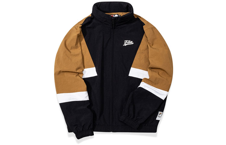 FILA Colorblock Packable Hooded Windbreaker Jacket Deep Black T11M035701F-BK