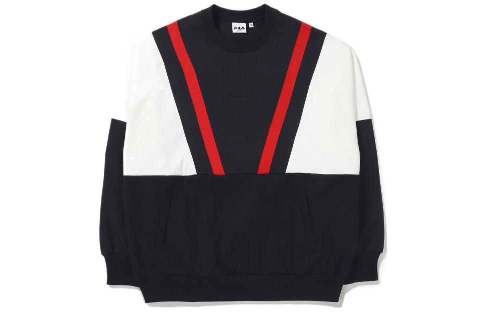 FILA Colorblock Pullover Sweatshirt Unisex - Black FS2POE1184X-INA