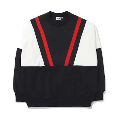 FILA Colorblock Pullover Sweatshirt Unisex - Black FS2POE1184X-INA