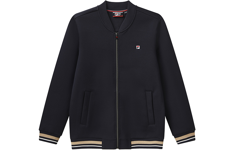 FILA Colorblock Striped Knit Logo Jacket in Legendary Blue F11M111505F-NV