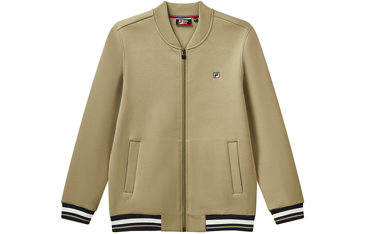 FILA Colorblock Striped Knit Logo Jacket Tan Brown - Spring Autumn Edition F11M111505F-BG