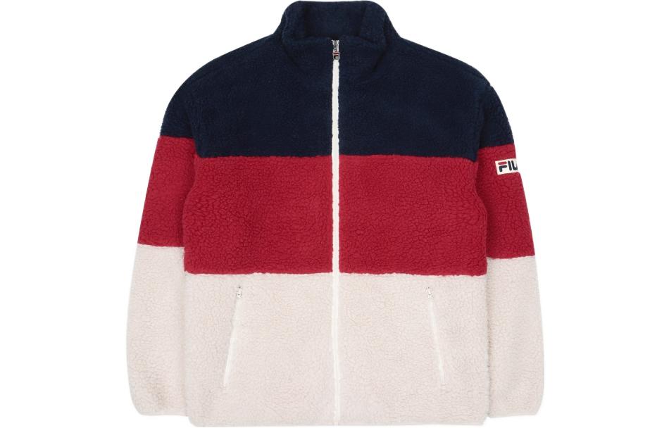 FILA Colorblock Zip-Up Jacket Unisex Long Sleeve Retro Style FE2JKC6105X-RED