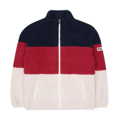 FILA Colorblock Zip-Up Jacket Unisex Long Sleeve Retro Style FE2JKC6105X-RED