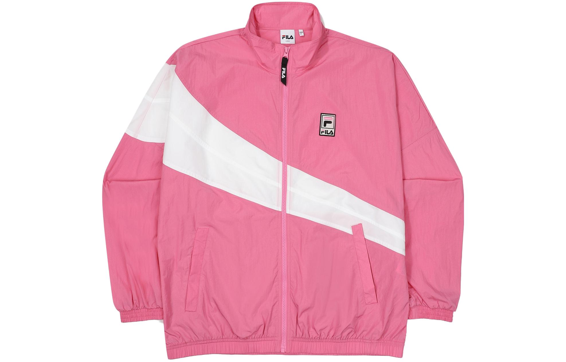 FILA Colorblock Zip-Up Stand Collar Jacket Pink Unisex Retro Sports Style FS2JKF2103X-PIK