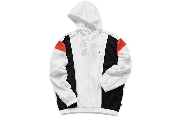 FILA Colorblock Zip Hoodie Jacket Unisex - White T11U931706F-WT