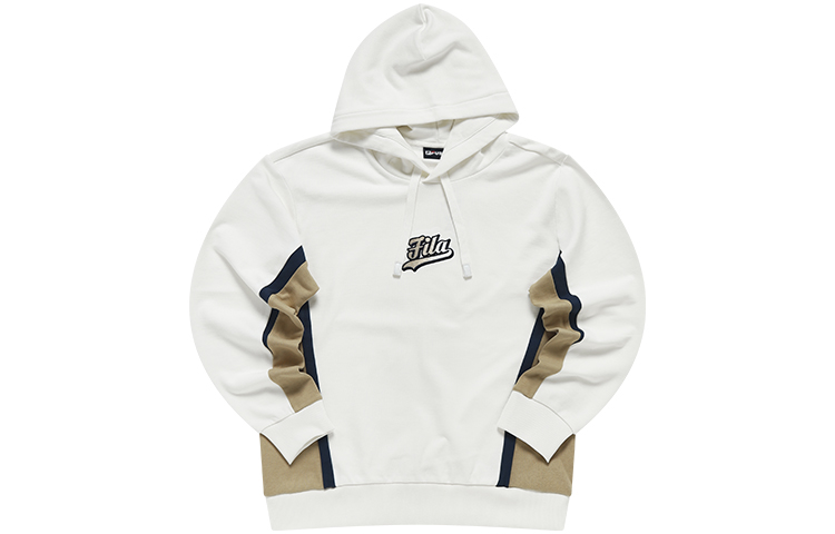 FILA Contrast Logo Hoodie Men’s Pullover Knit Sweater Off-White T11M312208F-WT
