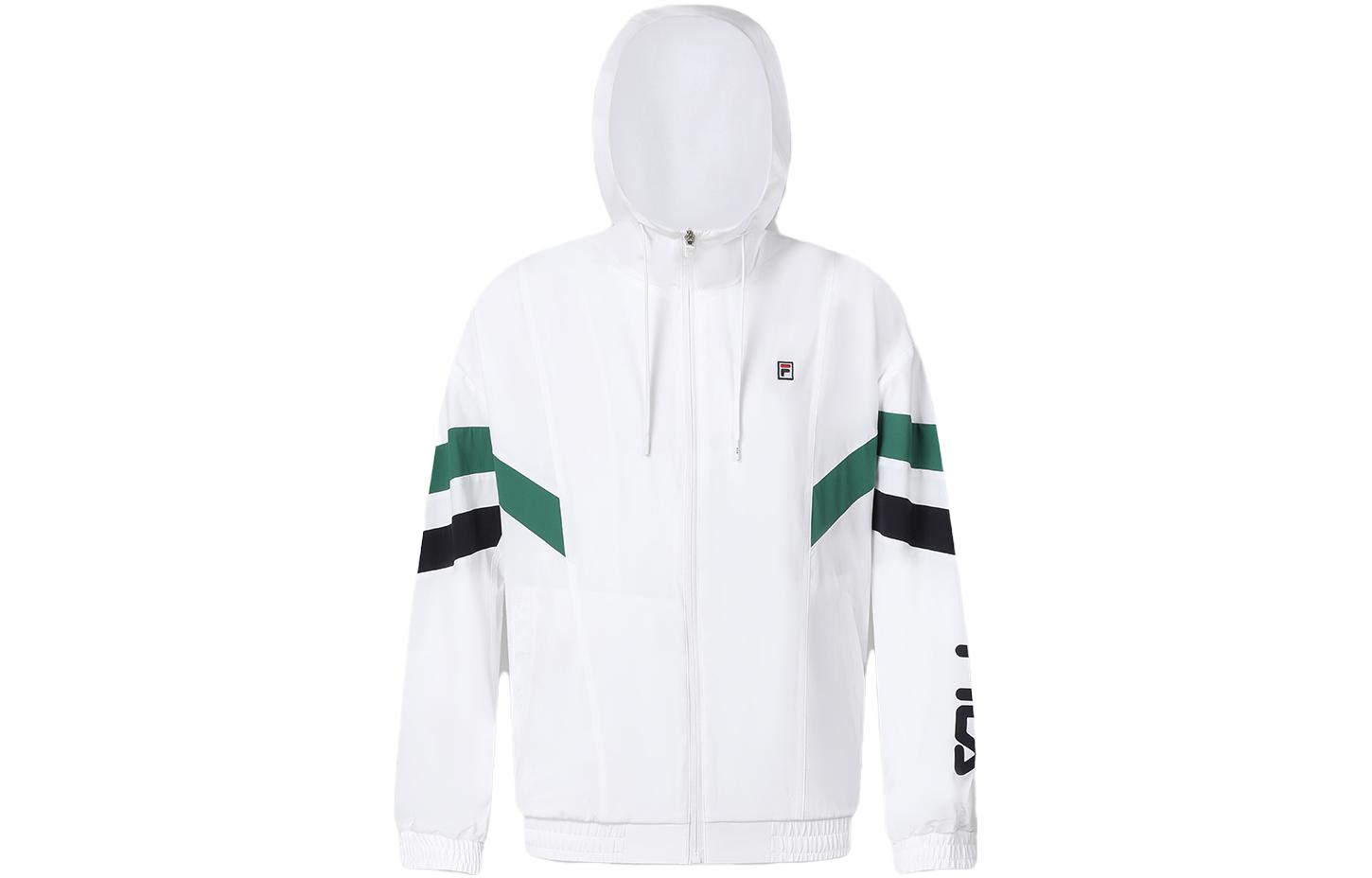 FILA Contrast Logo Printed Hooded Tennis Woven Jacket Men’s Jade White A11M343701F-WT