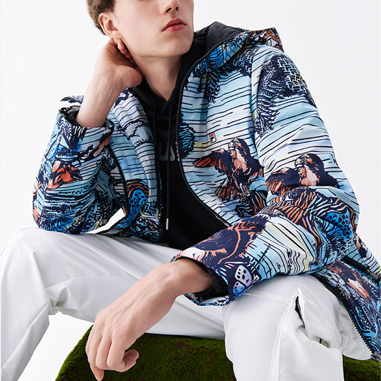 Purchase FILA Coron Horn Full-Print Loose Lightweight Down Jacket Winter Men Blue F11M048912F-LB