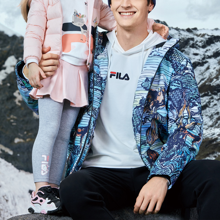 Details for FILA Coron Horn Full-Print Loose Lightweight Down Jacket Winter Men Blue F11M048912F-LB