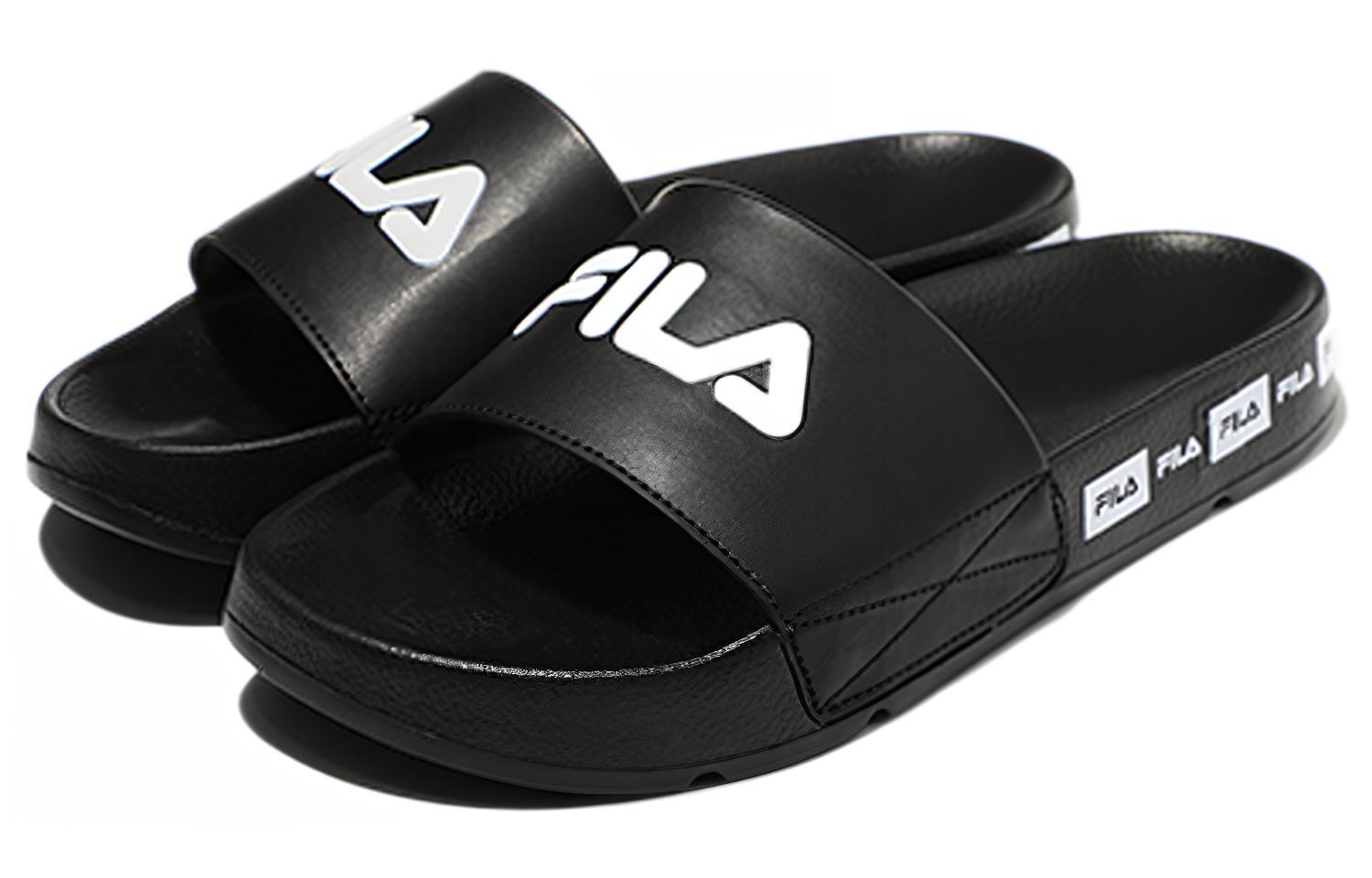 FILA Cozy Lightweight Thick Sole Unisex Black Korean Version Slippers 圖 3