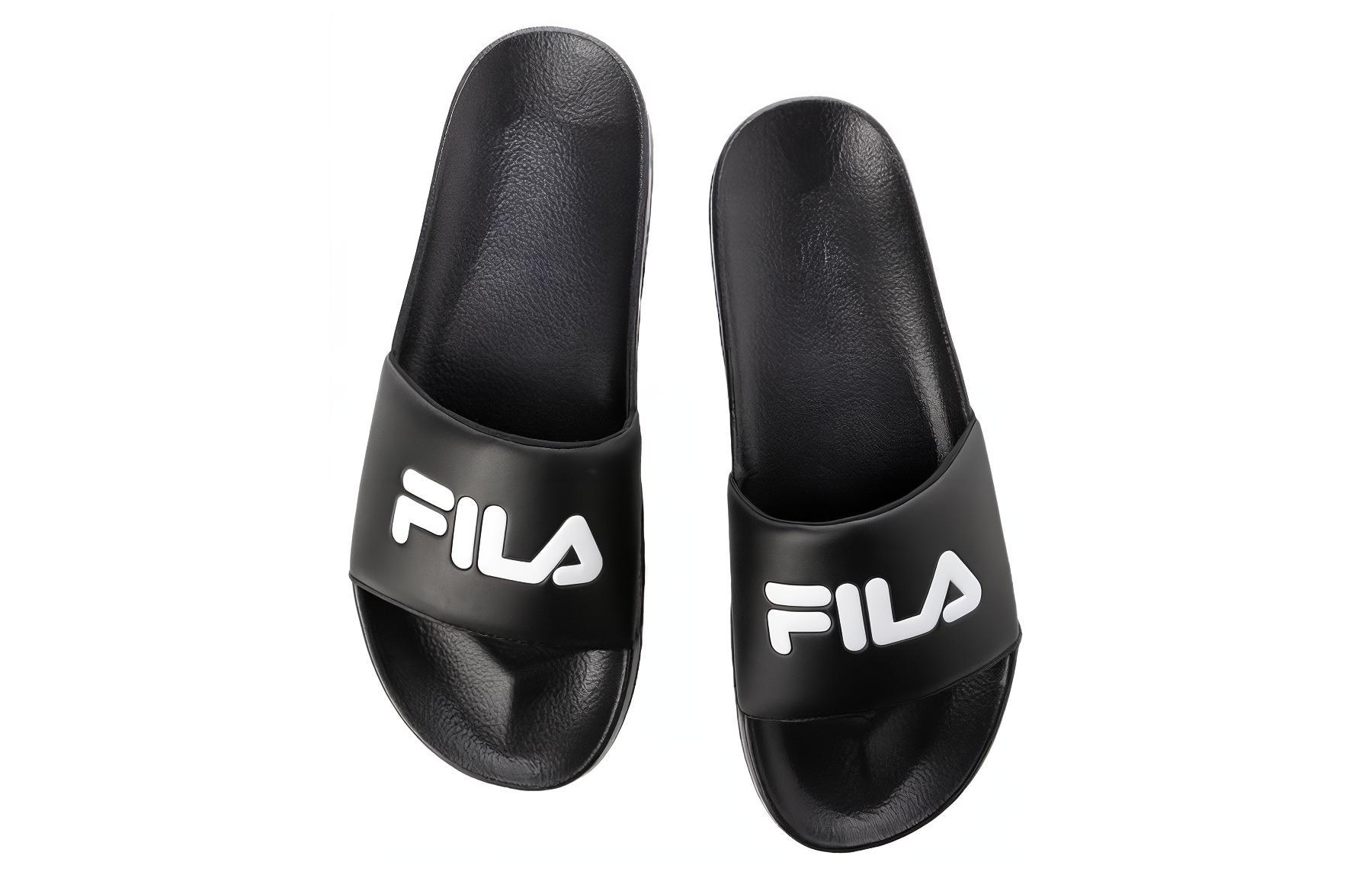 FILA Cozy Lightweight Thick Sole Unisex Black Korean Version Slippers 圖 4