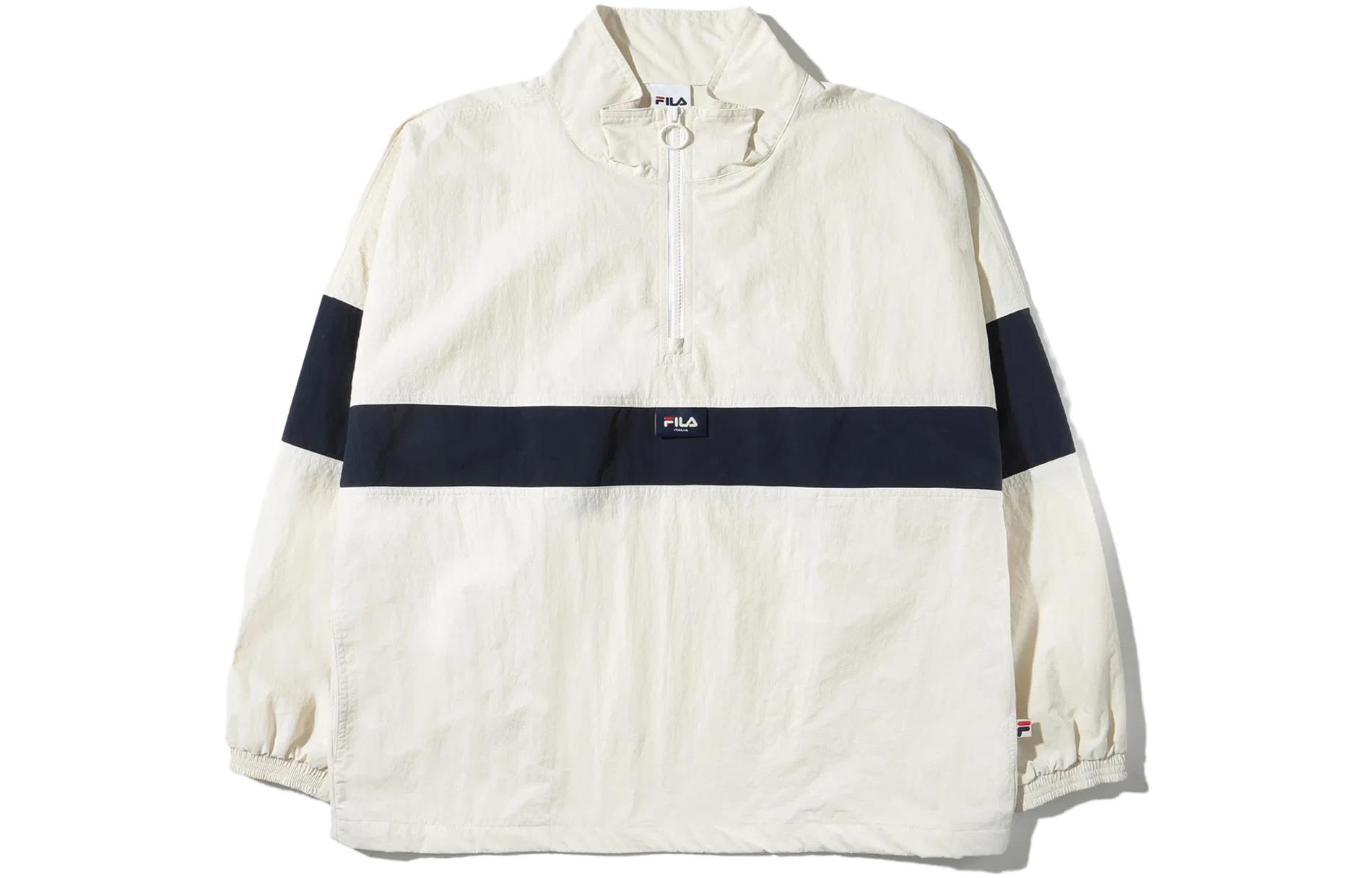 FILA Cream White Colorblock Stand Collar Jacket Unisex FE2JKF5103X-CRM