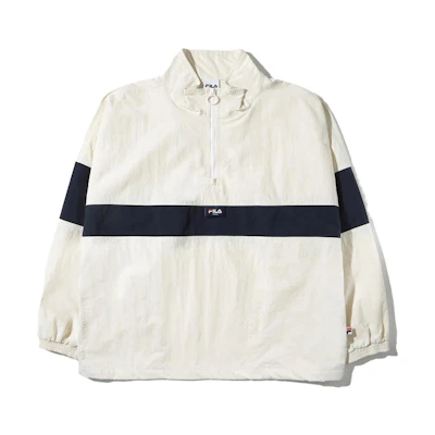 FILA Cream White Colorblock Stand Collar Jacket Unisex FE2JKF5103X-CRM