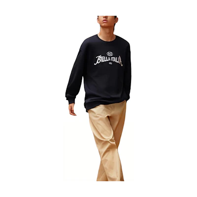 FILA Crewneck Letter Embroidered Fleece Sweatshirt Unisex Black F11U339202F-BK