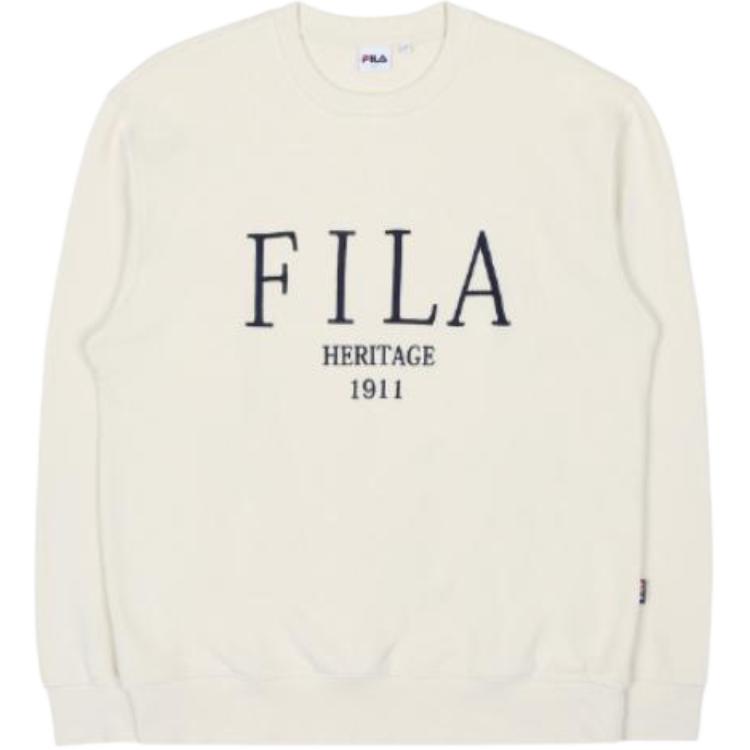 FILA Crewneck Pullover Sweatshirt Letter Print - Off-White FE2POC5301X-CRM