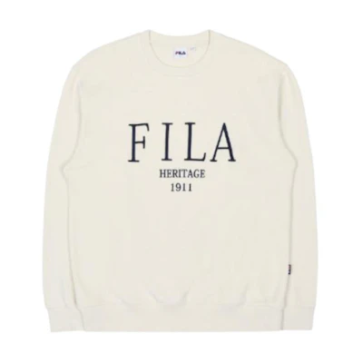 FILA Crewneck Pullover Sweatshirt Letter Print - Off-White FE2POC5301X-CRM