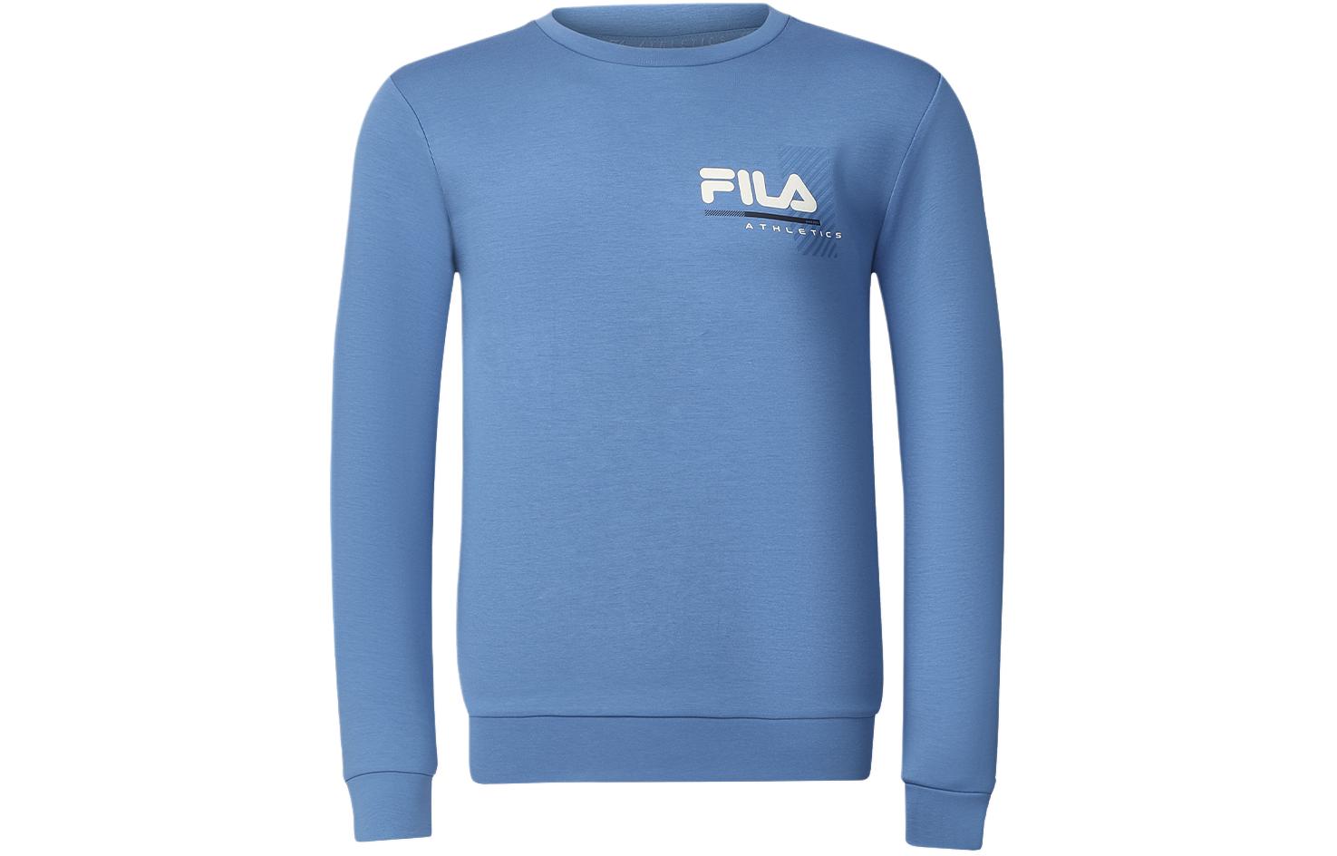 FILA Crewneck Pullover Sweatshirt with Logo Print in Butterfly Blue A11M411205A-DB