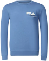 FILA Crewneck Pullover Sweatshirt with Logo Print in Butterfly Blue A11M411205A-DB FILA Crewneck Pullover Sweatshirt with Logo Print in Butterfly Blue A11M411205A-DB
