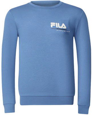 FILA Crewneck Pullover Sweatshirt with Logo Print in Butterfly Blue A11M411205A-DB Buy FILA Crewneck Pullover Sweatshirt with Logo Print in Butterfly Blue A11M411205A-DB