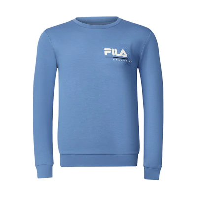FILA Crewneck Pullover Sweatshirt with Logo Print in Butterfly Blue A11M411205A-DB