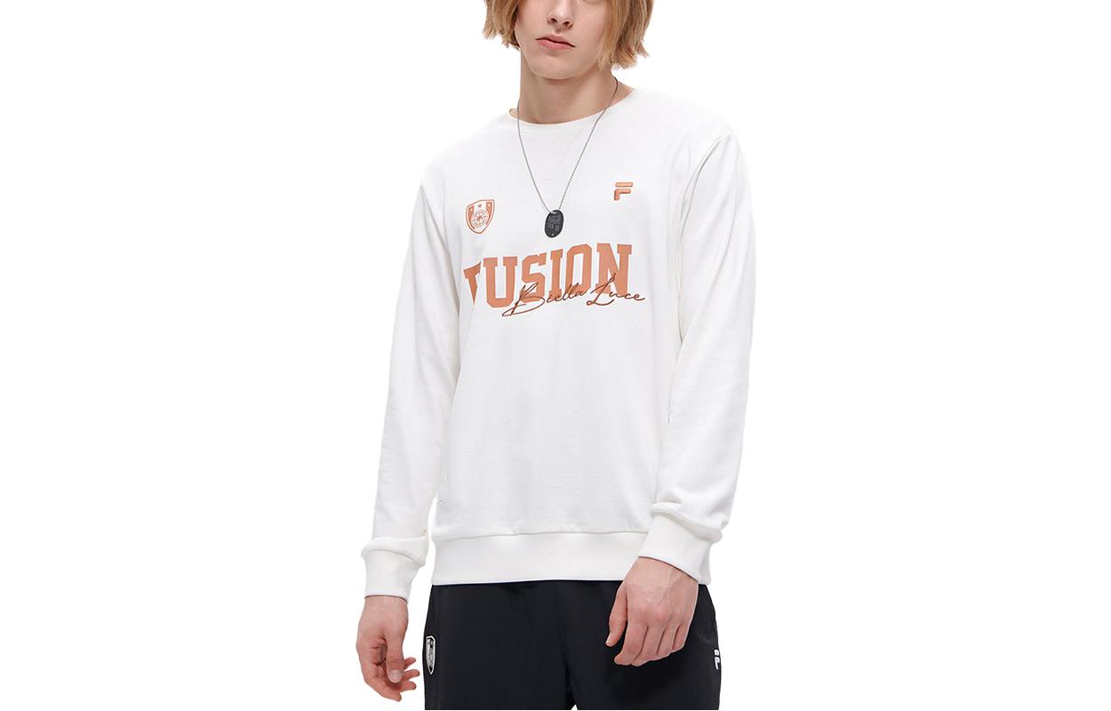 FILA Crewneck Pullover Sweatshirt with Logo Print - White T11M335204F-WT