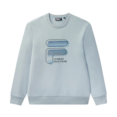 FILA Crewneck Sweatshirt with Large Logo - Blue Long Sleeve F11M048236F-LB