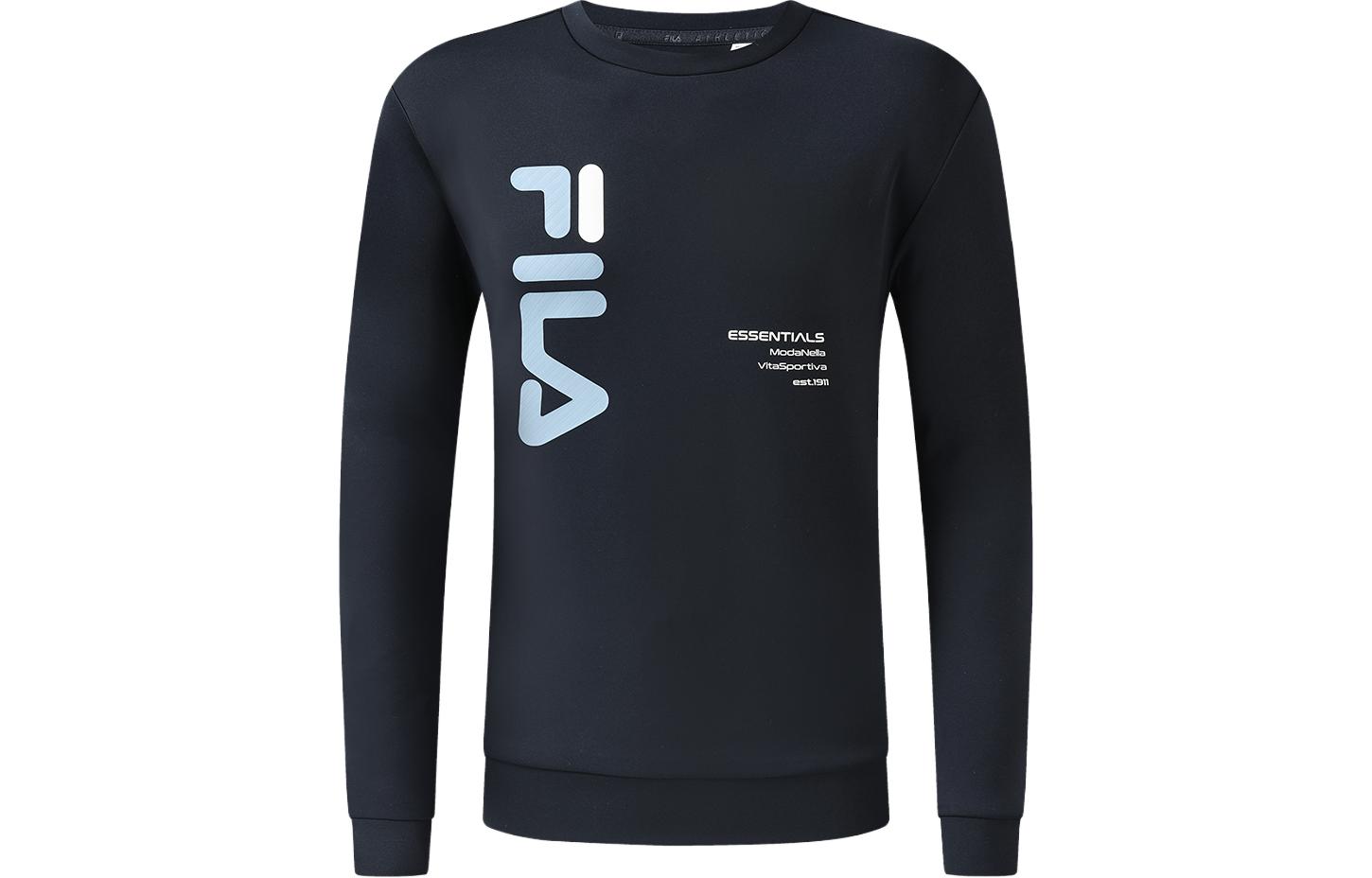 FILA Crewneck Sweatshirt with Logo Print - Royal Blue Fitness Wear A11M311205G-NV
