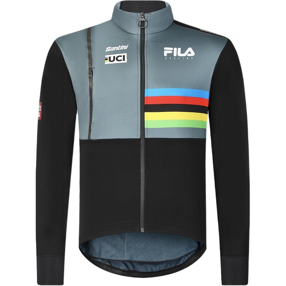 FILA CYCLING Series Retro Logo Colorblock Sports Jacket Black Mens A11M448503F-BK