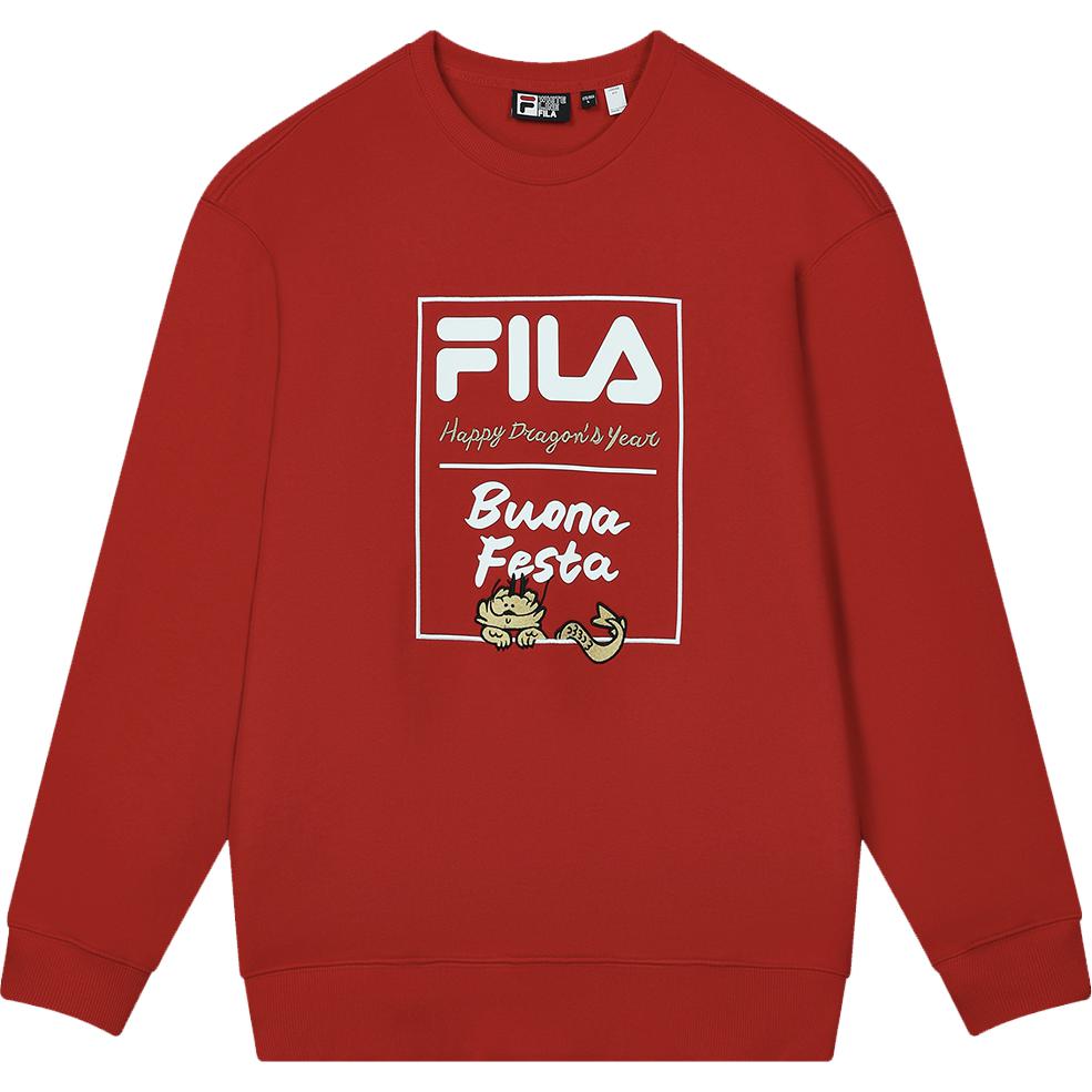 FILA Dada Dragon Pullover Sweatshirt Red College Style Unisex Crewneck F11U419201FRD