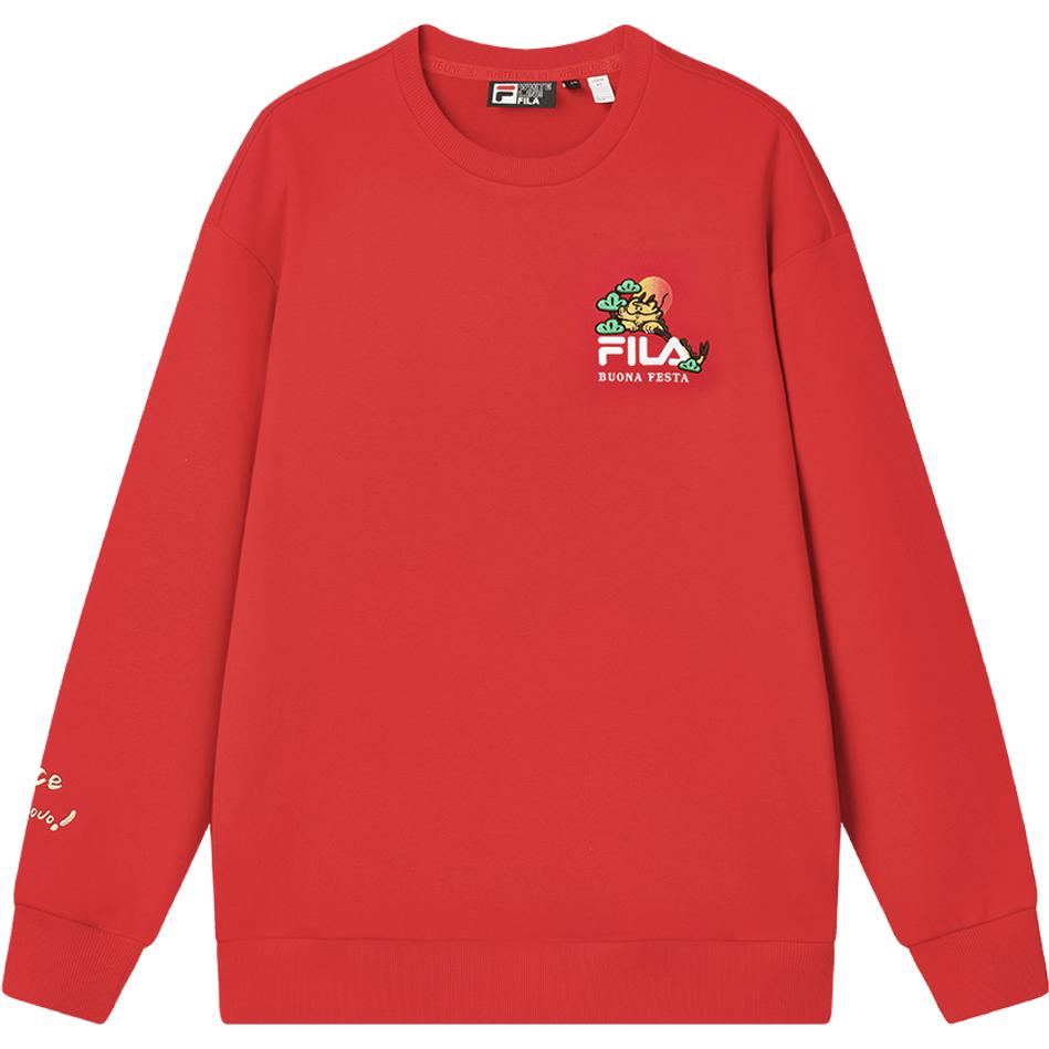 FILA Dada Dragon Series Pullover Letter Sweatshirt Unisex Legend Red F11U419203F-RD