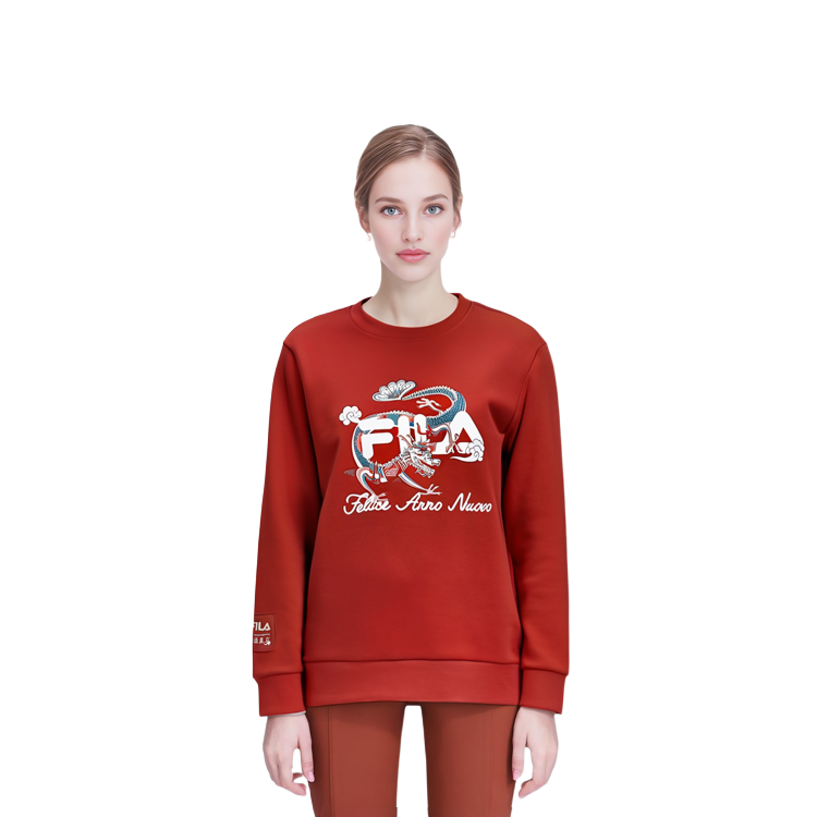 Shop FILA 达达龙系列男女同款字母Logo休闲卫衣 F11M419215F-PK