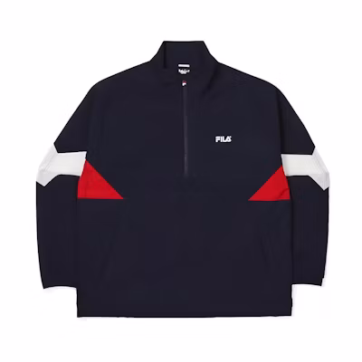 FILA Deep Blue Zip-Up Jacket with Logo and Stand Collar Long Sleeves FE2JKF5104X-INA