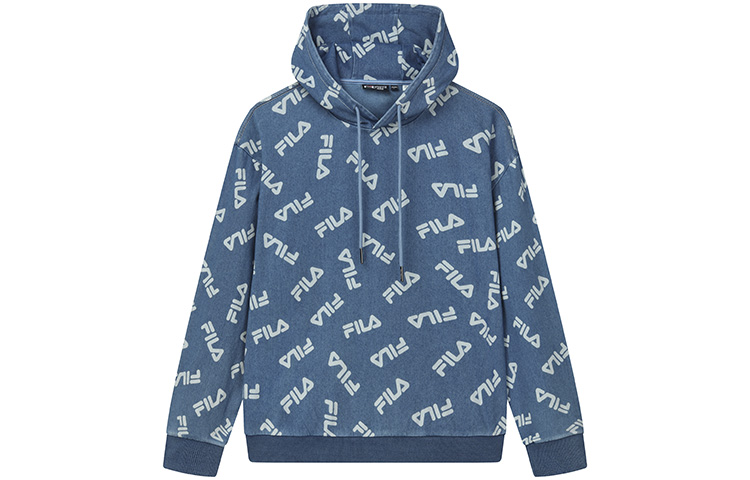 FILA Denim Print Pullover Sweatshirt Blue - F11M219220F-ZA