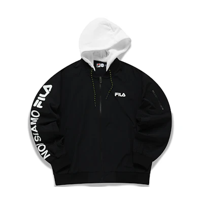 FILA Detachable Hooded Colorblock Logo Jacket - Black T11M141705F-BK