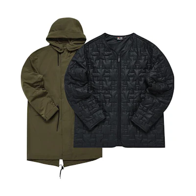 FILA Detachable Hooded Jacket with Inner Liner Army Green T11M319904F-GN