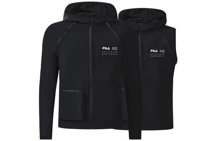FILA Detachable Long-Sleeve Hooded Jacket Deep Black A11M231708F-BK