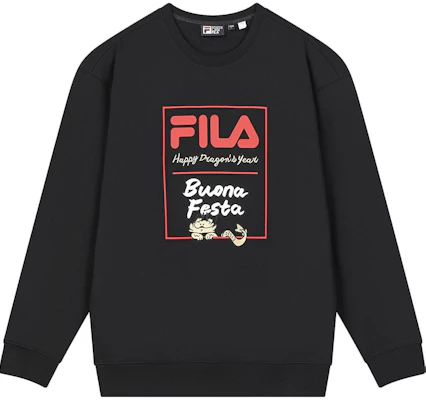 FILA 龍系列黑色套頭衛衣 男女休閒版型 F11U419201F-BK Buy FILA 龍系列黑色套頭衛衣 男女休閒版型 F11U419201F-BK