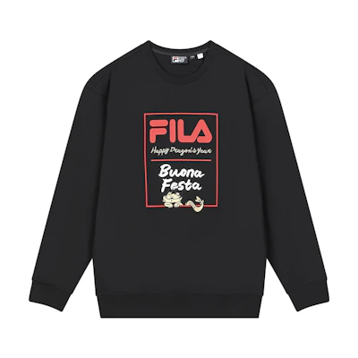 FILA Dragon Series Black Pullover Sweatshirt Unisex Casual Fit F11U419201F-BK