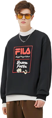 FILA 龍系列黑色套頭衛衣 男女休閒版型 F11U419201F-BK Shop FILA 龍系列黑色套頭衛衣 男女休閒版型 F11U419201F-BK