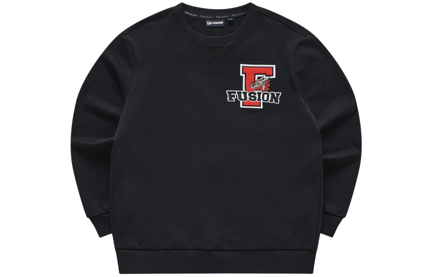 FILA Dragon Series Black Pullover Sweatshirt with Logo Print T11M412207F-BK